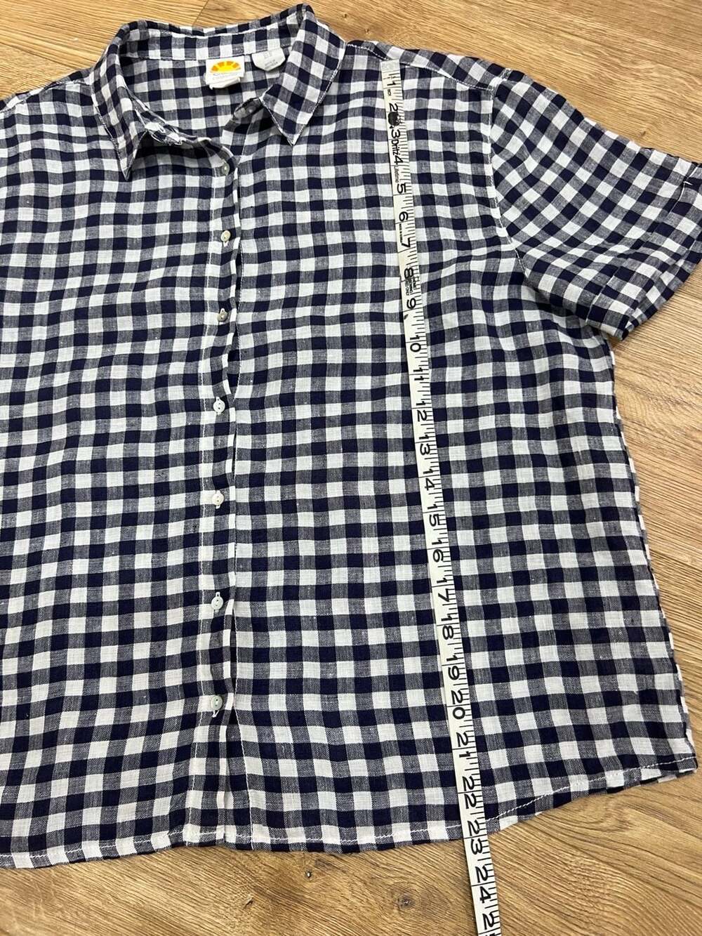 C&C California Women's Linen Short Sleeve Button Down Gingham Shirt Size M - Picture 7 of 10